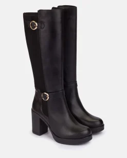 Mujer Yokono Botas|Bota De Tacón PILSEN-001 NEGRO