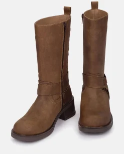 Mujer Yokono Botas|Bota Plana SPA-003 MARRON