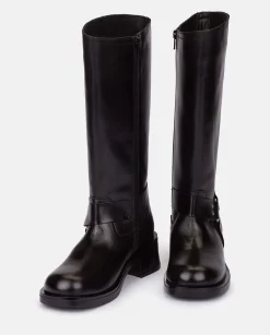 Mujer Yokono Botas|Bota Plana SPA-004 NEGRO