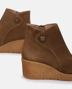 Mujer Yokono Botines|Botín De Cuña MADONA-003 MARRON