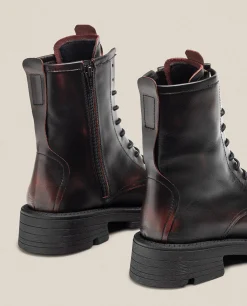 Mujer Yokono Botines|Botín Plano ELZE-003 Burdeos