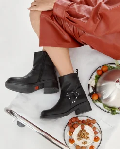 Mujer Yokono Botines|Botín Plano SPA-005 NEGRO