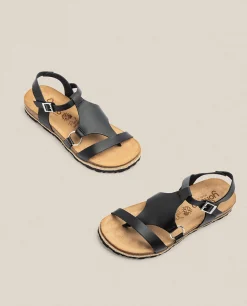 Mujer Yokono Sandalias De Plataforma|Sandalias Planas|Sandalia Plana Chipre 021 Negro