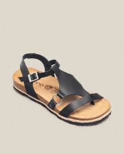 Mujer Yokono Sandalias De Plataforma|Sandalias Planas|Sandalia Plana Chipre 021 Negro