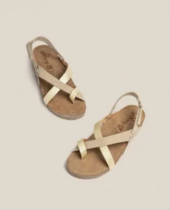 Mujer Yokono Sandalias Planas|Sandalia Plana Jerba 718 Dorado