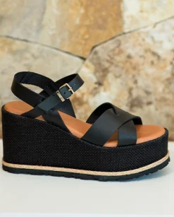 Mujer Yokono Sandalias De Cuña|Sandalia Plana Lanzarote 003 Negro