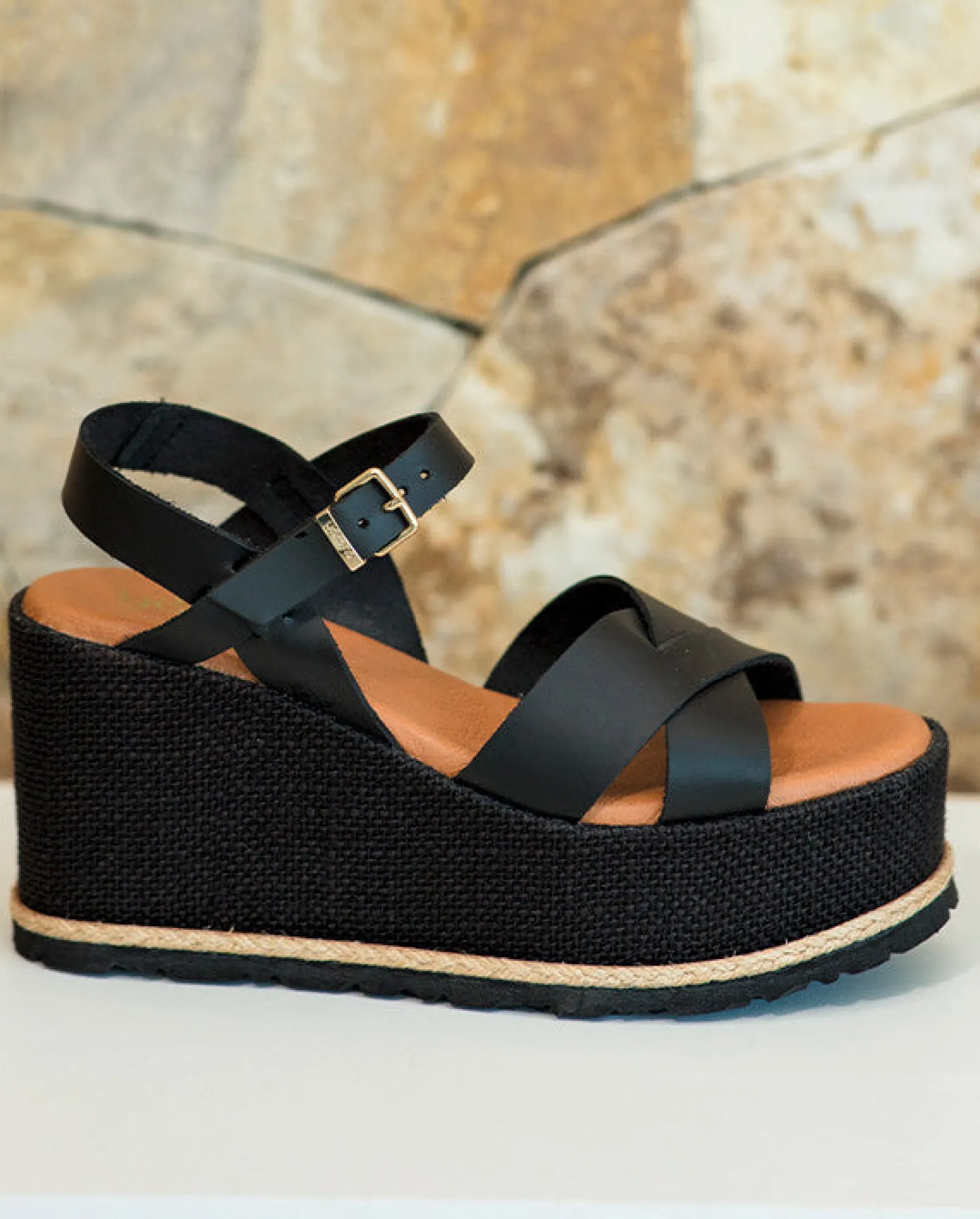 Mujer Yokono Sandalias De Cuña|Sandalia Plana Lanzarote 003 Negro
